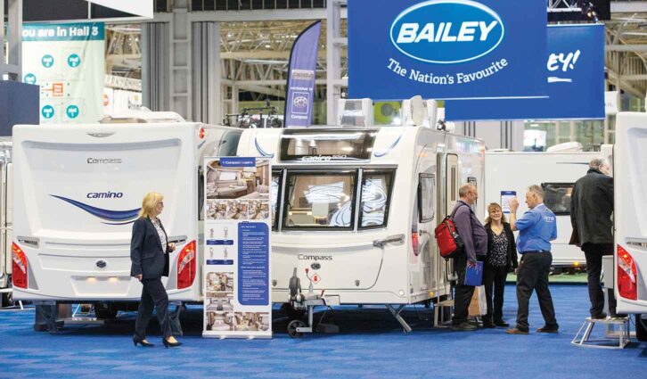 A Bailey caravan on display at the NEC Show