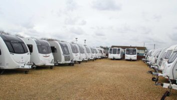 Caravans on a forecourt