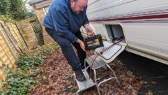 Nigel installing the leisure battery