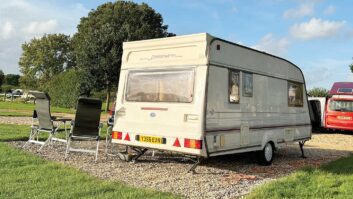 The pitched up caravan
