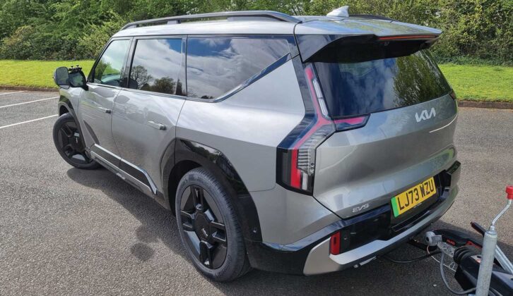 The Kia EV9 GT-Line from the rear