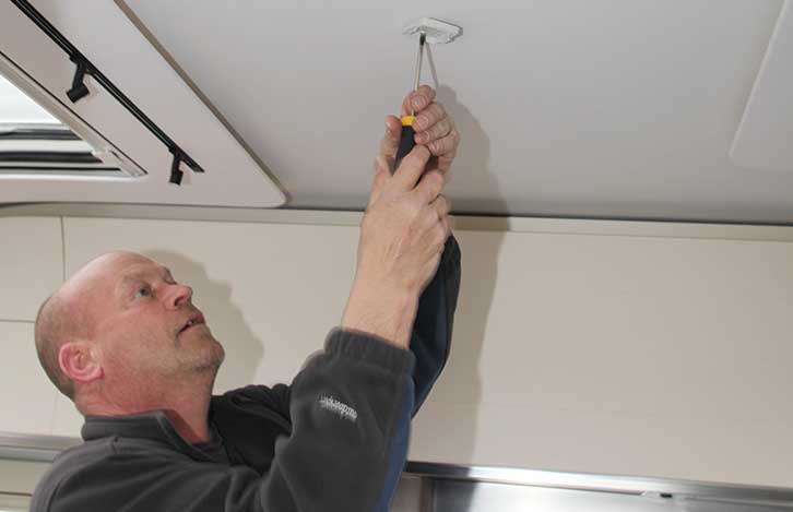 Attaching the PIR baseplate to the ceiling