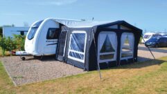 A caravan awning on a site