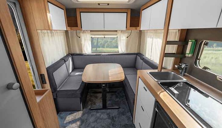 The lounge of a Knaus Sports tourer