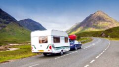 A caravan being towed