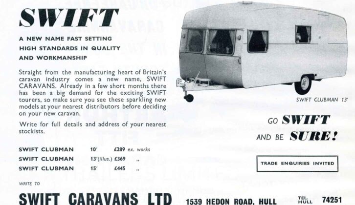 An advert for Swift Clubman caravans