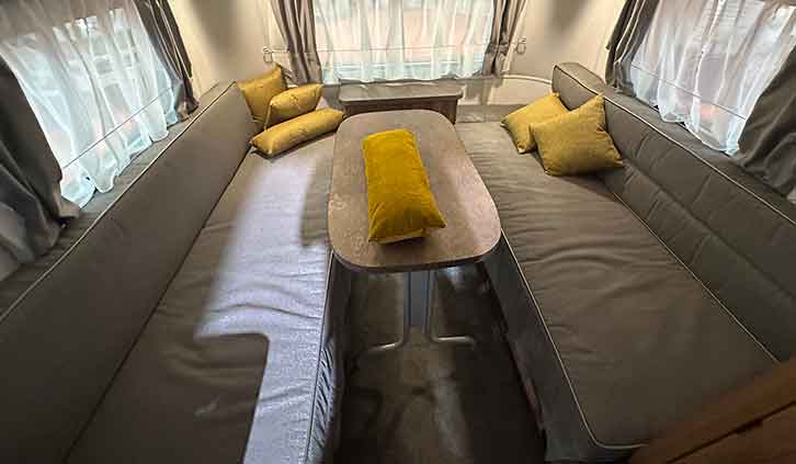 The lounge in the Eriba Touring 620