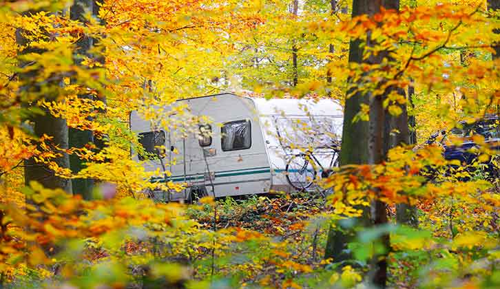 A caravan in autumn