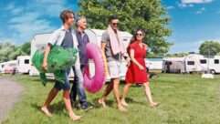 A family at a campsite