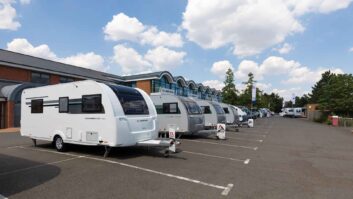 Adria caravans on a forecourt