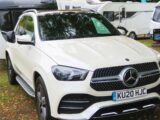 The Mercedes-Benz GLE hitched up to a caravan