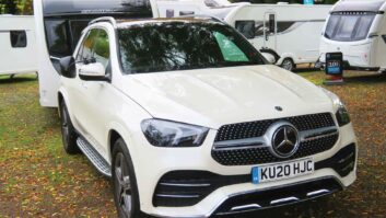 The Mercedes-Benz GLE hitched up to a caravan